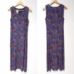 Vintage Bentley Floral V-Neck Sleeveless Maxi Dress Sz 6